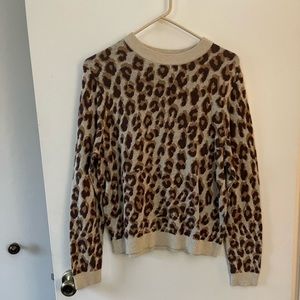 Leopard print crew neck sweater